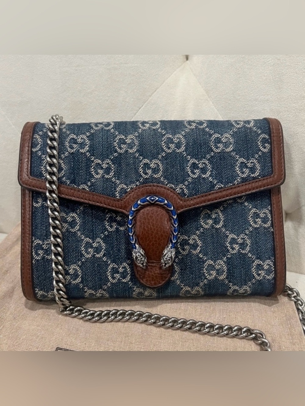 Gucci GG Blue Denim Dionysus crossbody Bag